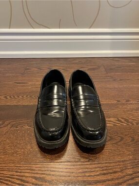Zara Classic Black Leather Penny Loafers